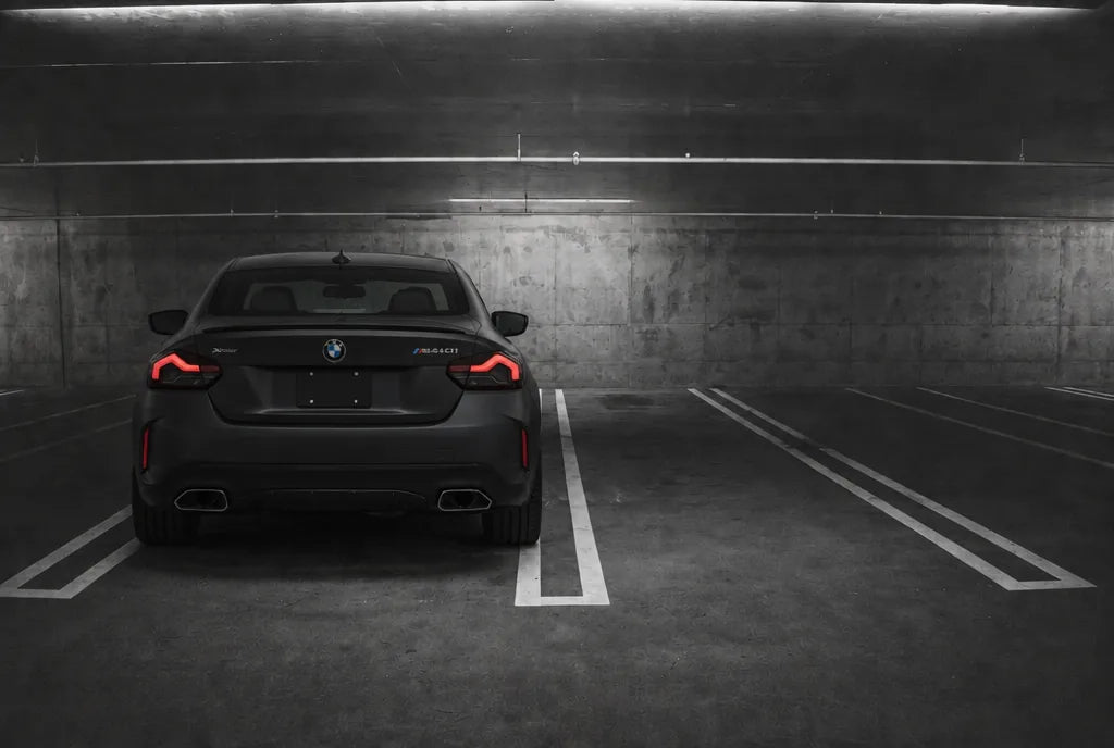 Generated rear-view illustration of BMW M240i; not an installation