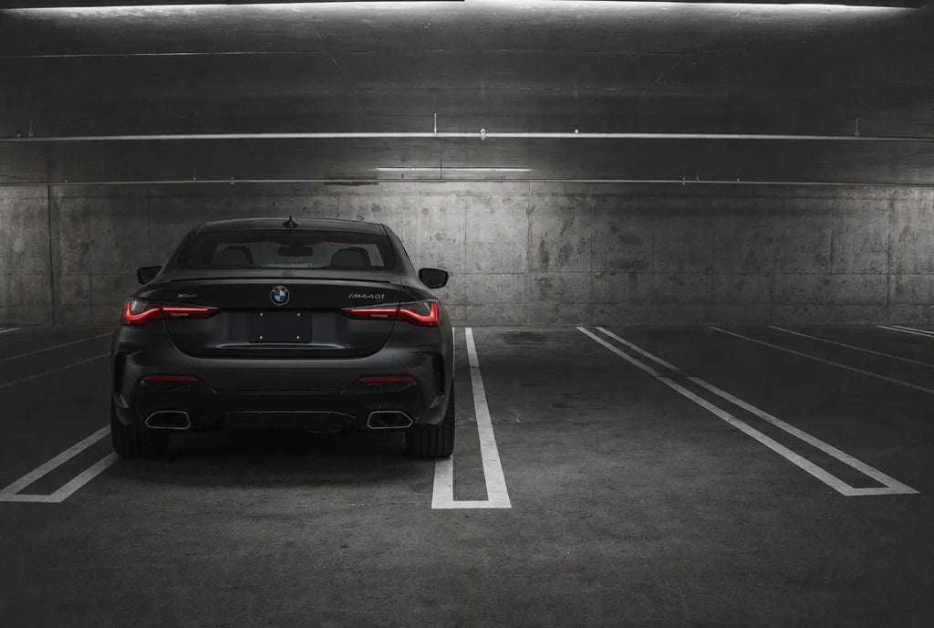 Generated rear-view illustration of BMW M440i Coupe; not an installation